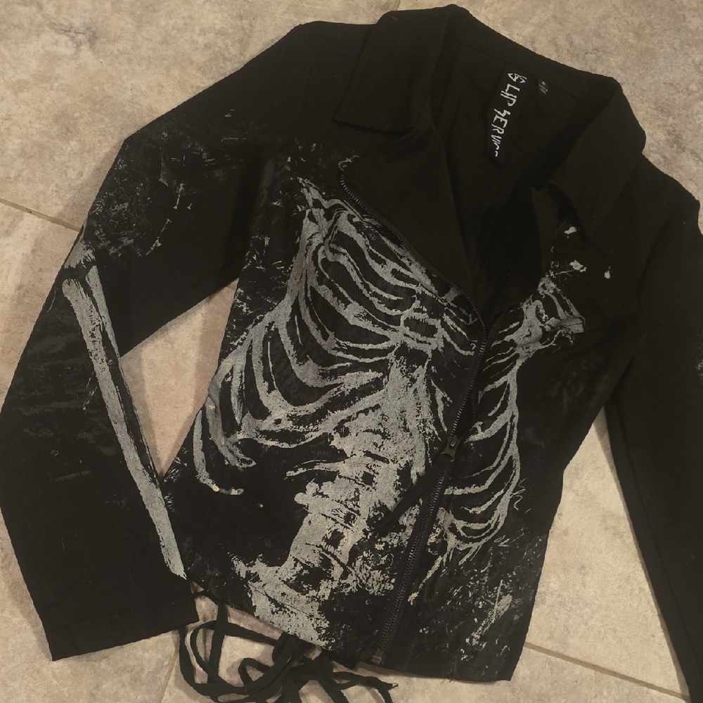 Lip Service Black Gothic Skeleton Moto Jacket